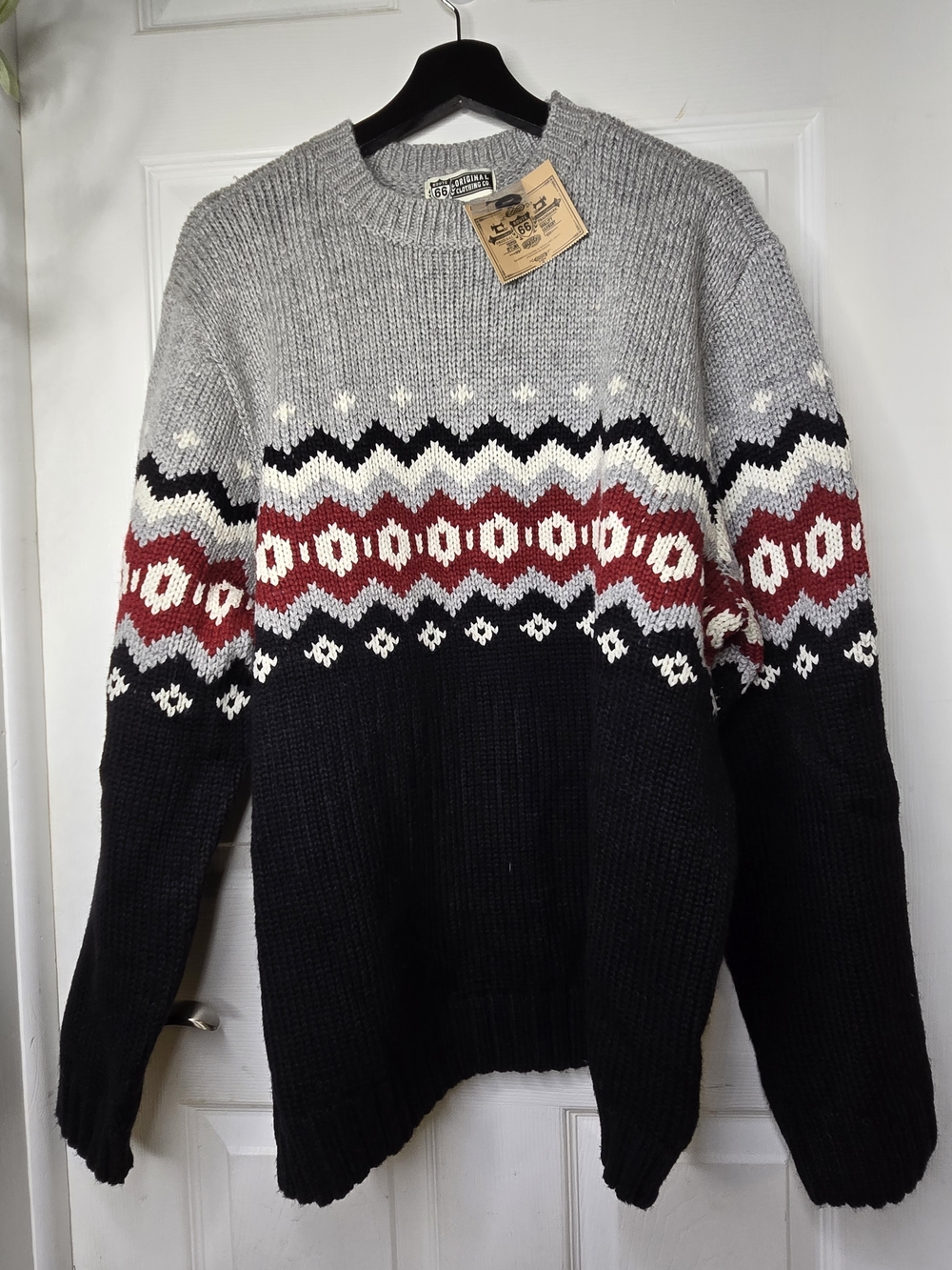 Route 66 Original Clothing Co. Men's Fair Isle Crew Neck Knit Pullover Sweater L